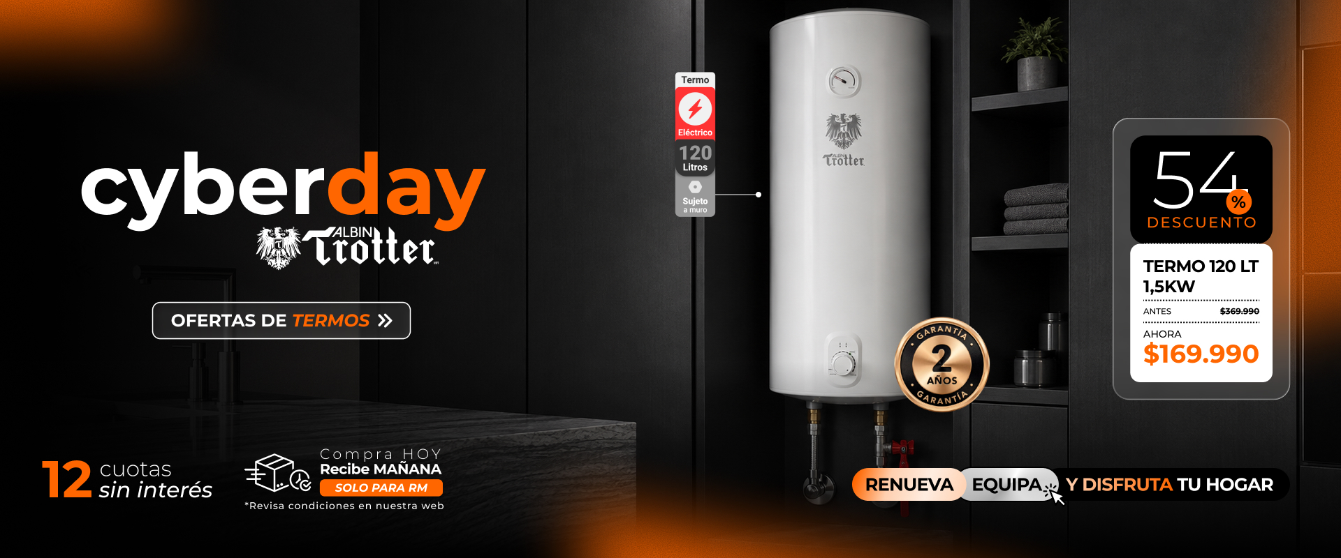 Oferta Cyber Termo Eléctrico Albin Trotter 120 litros